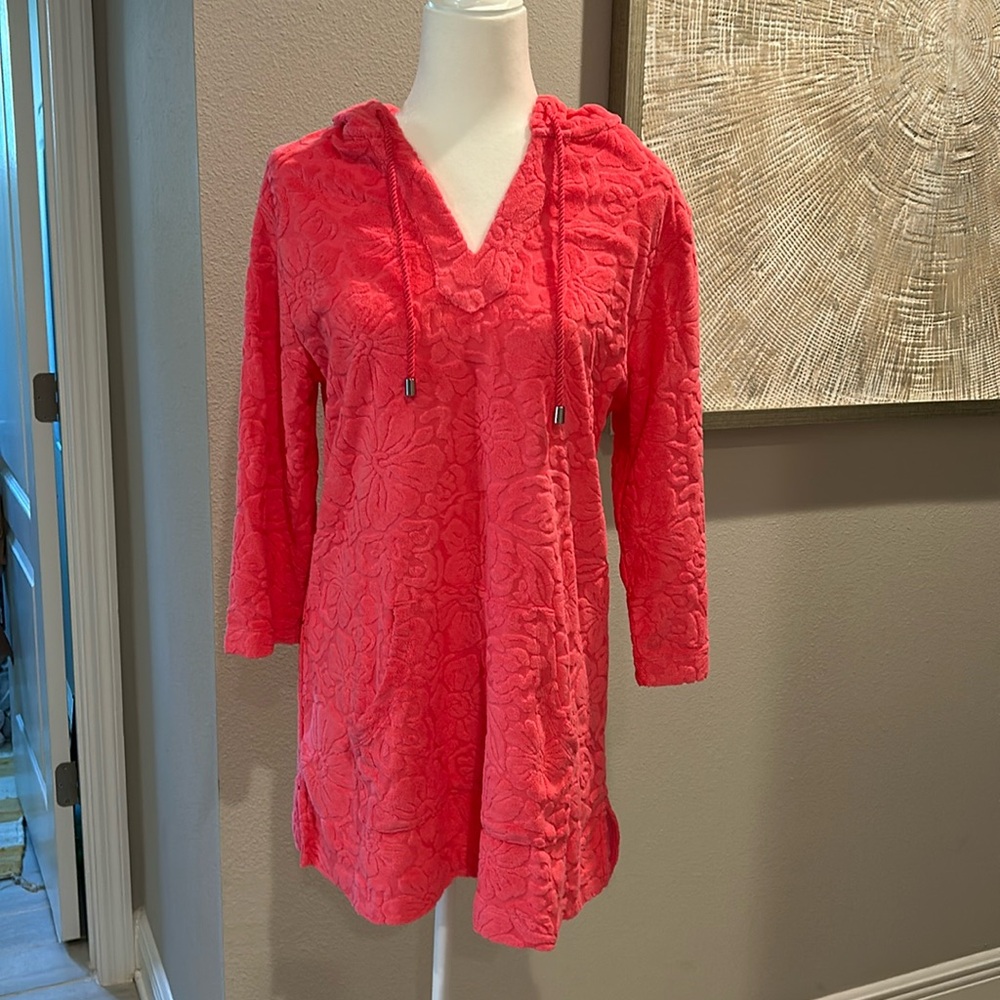 Tommy Bahama terry cloth pink beach coverup